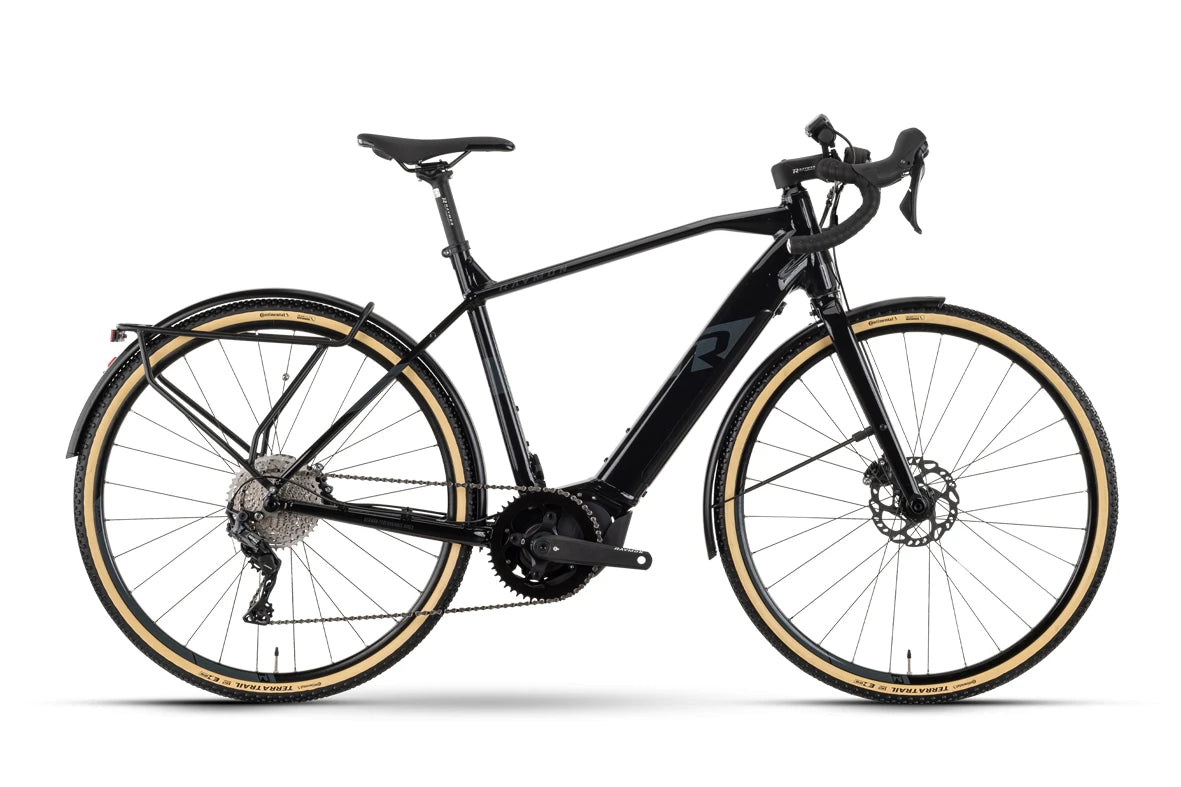e gravel bike leicht Raymon GravelRay E 6.5 Schwarz: Agiles E-Gravel Bike mit Yamaha Power