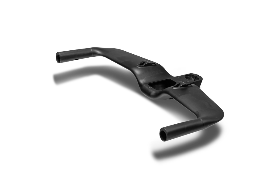 Aero-Rennradlenker, schwarze Karbonkonstruktion, geeignet für Rennradfahrer zur Verbesserung der Aerodynamik.