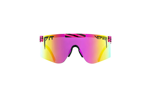 Sportliche, bunte Sonnenbrille für Outdoor-Aktivitäten, vermutlich Modell "Viper". Ideal für stilbewusste Sportfans.