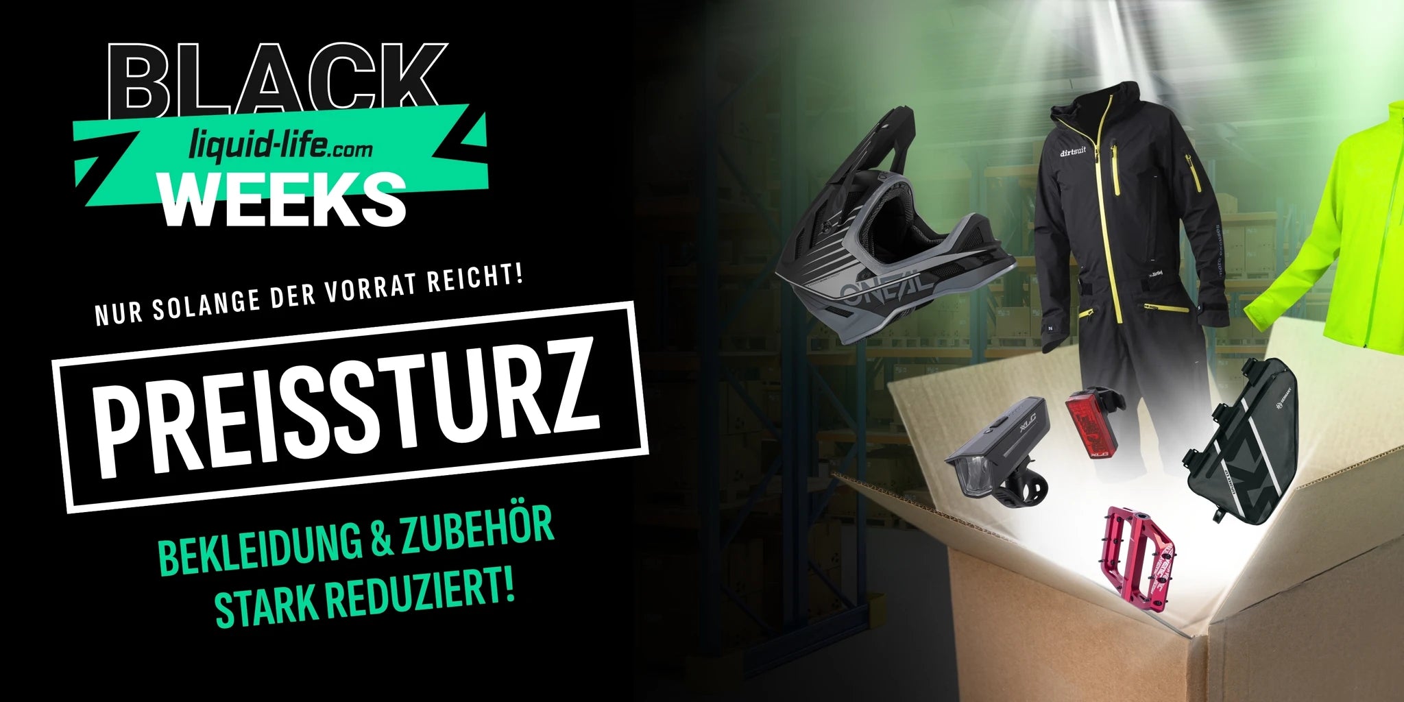 Liquid-Life Black Weeks Sale bis zu -70% auf Zubehör, Bikes
