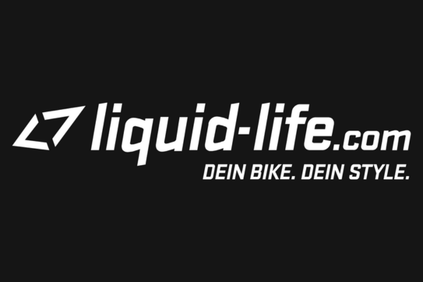 Liquid-life.com Logo auf schwarzem Hintergrund mit Slogan "Dein Bike. Dein Style." in weißer Schrift.