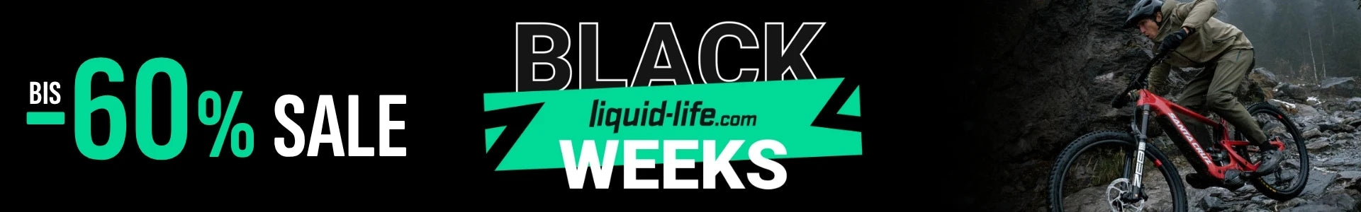 Liquid-Life Black Weeks Sale bis zu -70% auf Zubehör, Bikes