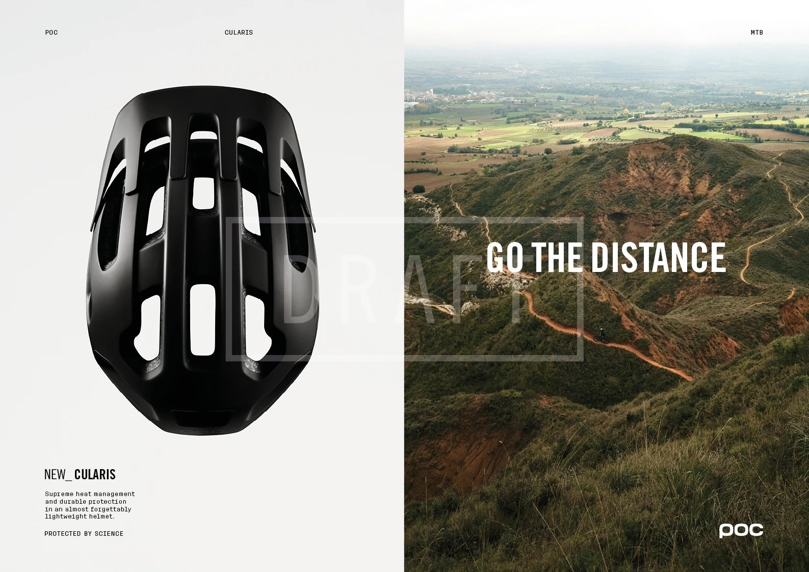 POC Cularis Helm für Mountainbiker, leicht und schützend, schwarzen Design; Bild mit einer weiten Landschaft im Hintergrund.