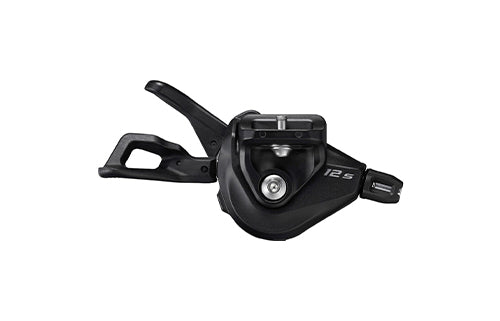 Schwarzer Schalthebel für Fahrräder mit Aufschrift "12-S", geeignet für präzises Schalten bei Mountainbikes.