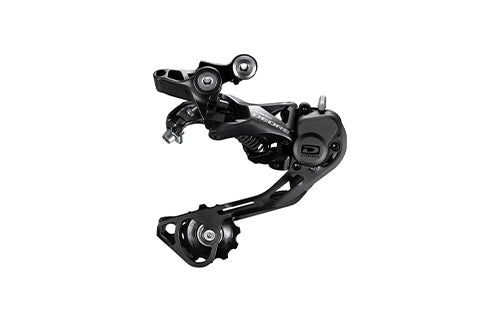 Schwarzes Shimano Deore XT Schaltwerk für Mountainbikes, geeignet für präzises Schalten und robuste Fahrten.