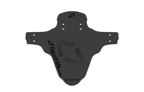 Schwarzer Schutz für Fahrradreifen mit Aufschrift "liquid-life.com by UNLEAZHED", geeignet für Mountainbikes.
