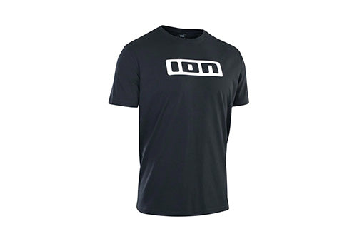 Schwarzes ION T-Shirt mit weißem Logo auf der Brust, kurzärmelig, lässiger Stil, geeignet für Alltag und Freizeit.