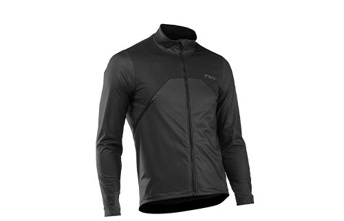 Dunkelgraue Herren-Thermojacke mit Reißverschluss, geeignet für Outdoor-Aktivitäten. Ideal für kühles Wetter.