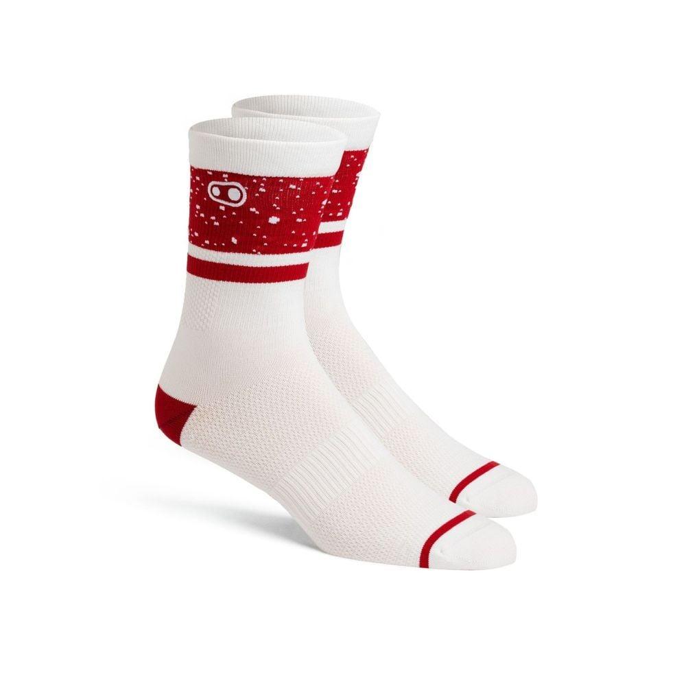Crankbrothers Icon Socken Splatter ltd. - Liquid-Life #Wähle Deine Farbe_White/Red