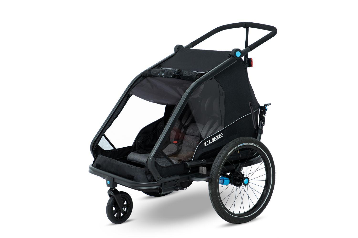 Cube Kinderanhänger Double CMPT: Flexibles 2-in-1 Multitalent in Schwarz