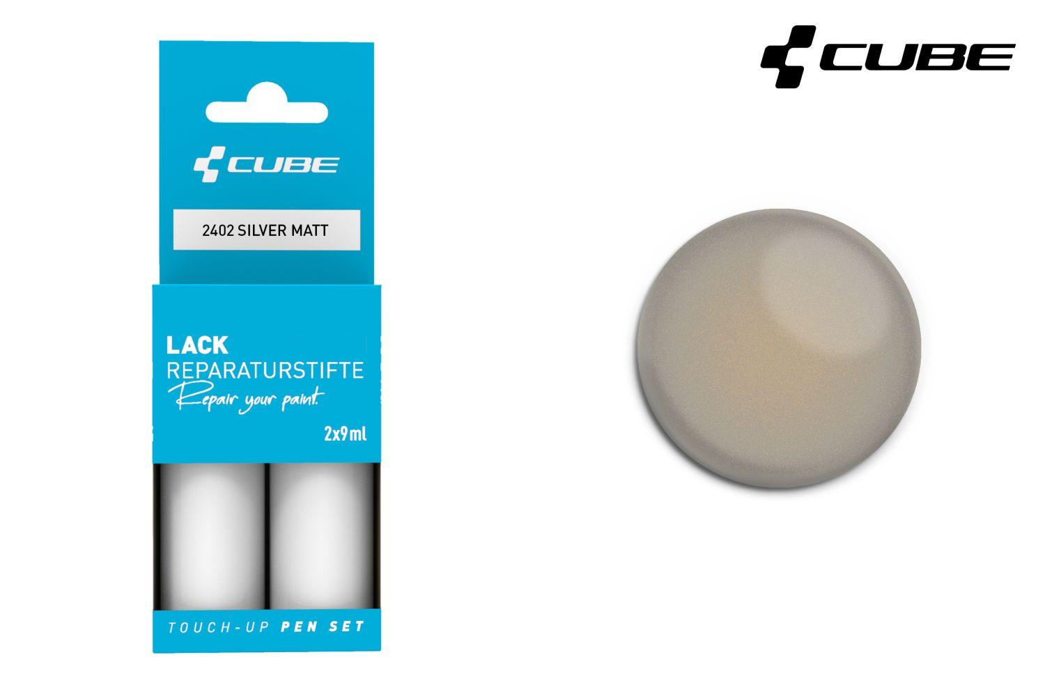 lackstift für fahrradrahmen Cube Lackstift Set SILVER matt 2402 (2x9ml) – Schnelle Reparatur