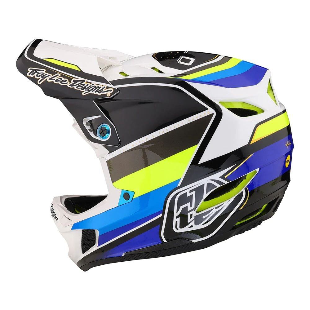 Troy Lee Designs D4 Composite Helmet W/Mips - Liquid-Life #Wähle Deine Farbe_Reverb White / Blue