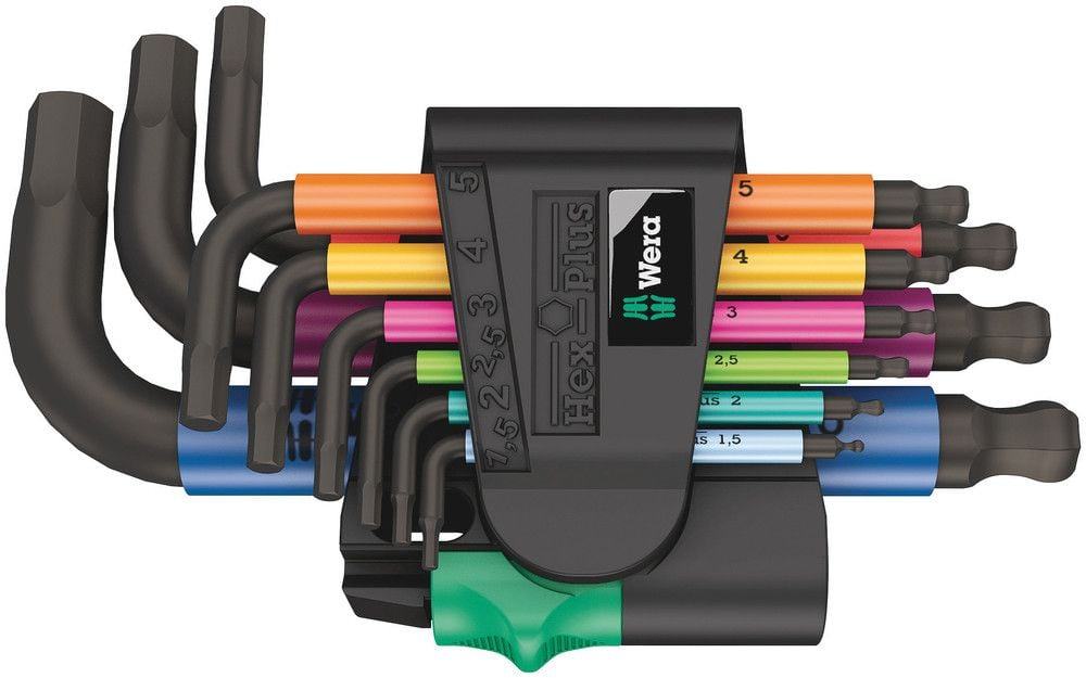 Wera 950/9 Hex-Plus Multicolour 2 Winkelschlüsselsatz, metrisch, BlackLaser, 9-teilig - Liquid-Life