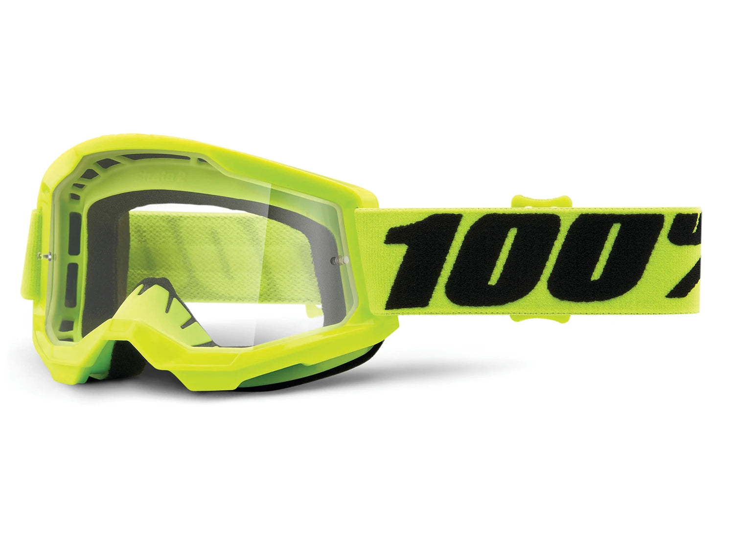 100% Strata 2 Junior Goggle - Clear Lens - Liquid-Life #Wähle Deine Farbe_Flo Yellow