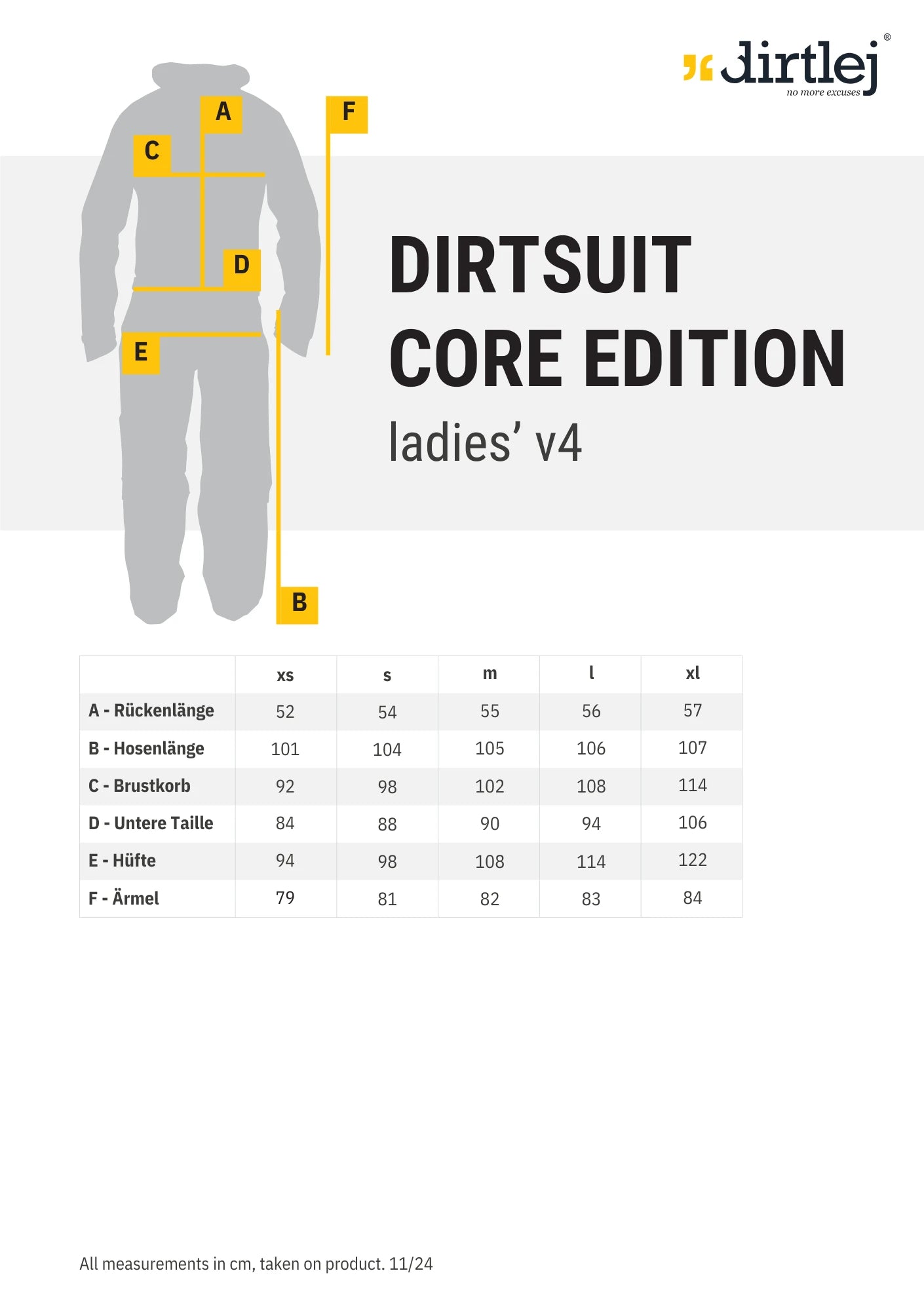 dirtlej dirtsuit core edition ladies V4.0 #Wähle Deine Farbe_black/honey