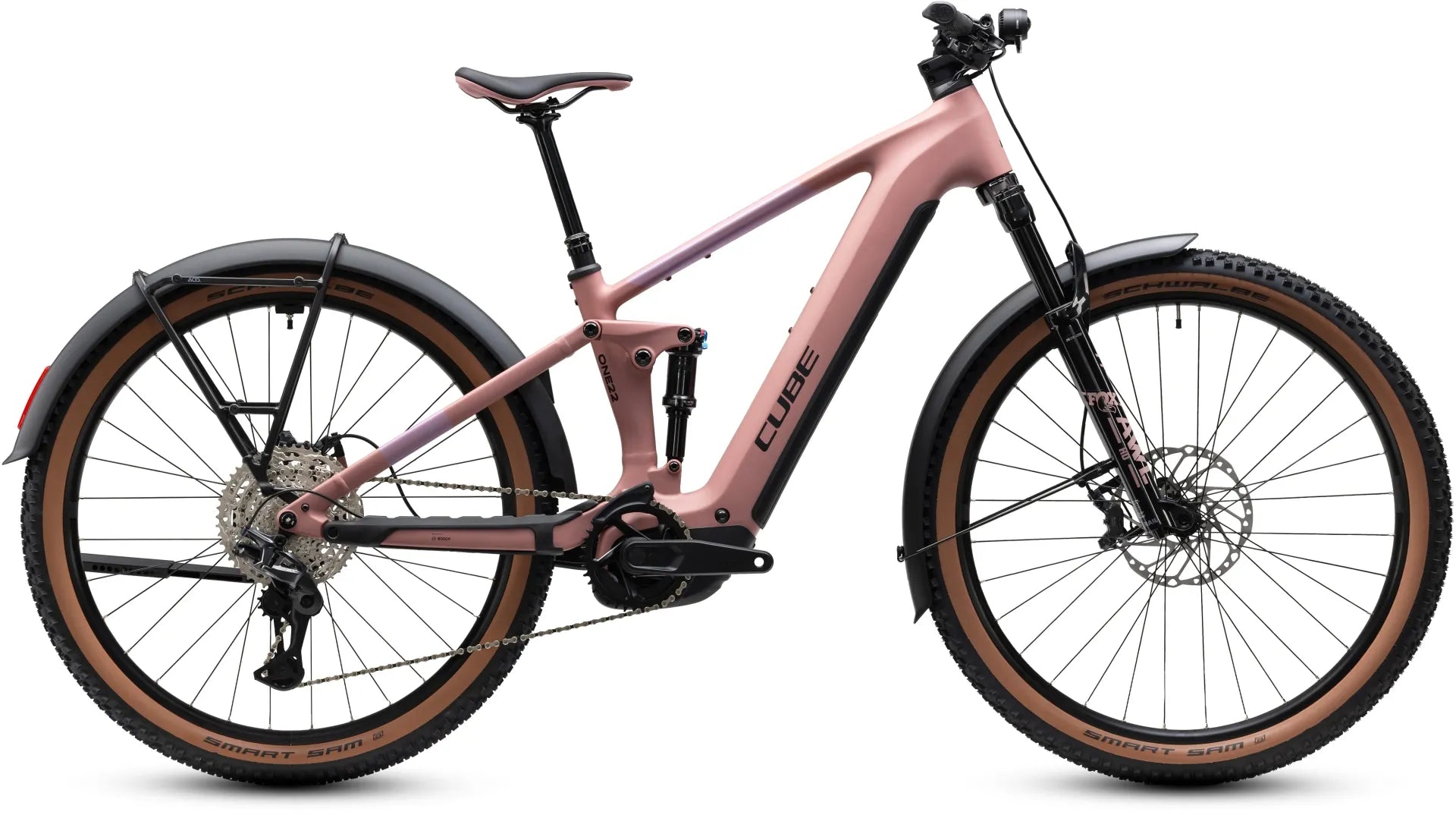 Rosa Cube STEREO HYBRID ONE22 SLX 800 FE
E-MTB. Ausgestattet mit Federung, Schutzblechen und robusten Schwalbe-Reifen.