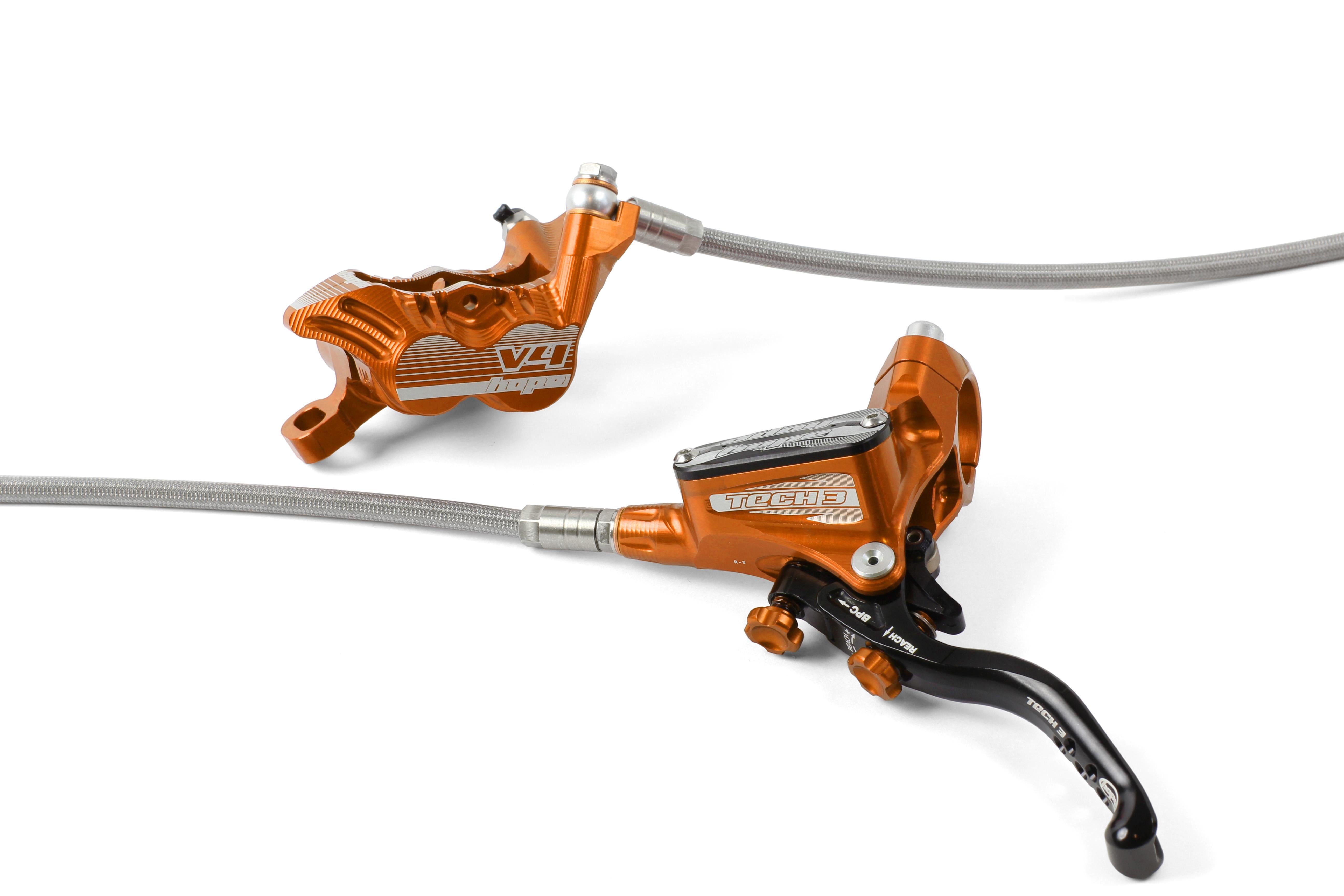 HOPE Tech 3 V4 Stahlflexleitung HR - Liquid-Life #Wähle Deine Farbe_Orange