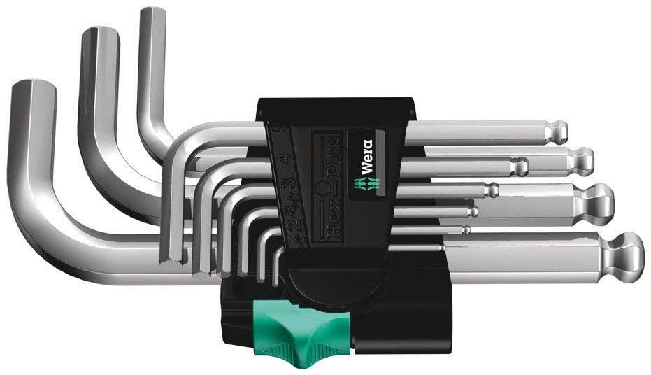 Wera 950/9 Hex-Plus 3 Winkelschlüsselsatz, metrisch, gestellverchromt, 9-teilig - Liquid-Life