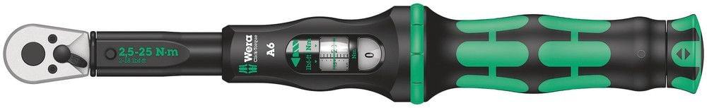 Wera Click-Torque A 6 Drehmomentschlüssel mit Umschaltknarre, 2,5-25 Nm, 1/4" x 2,5-25 Nm - Liquid-Life